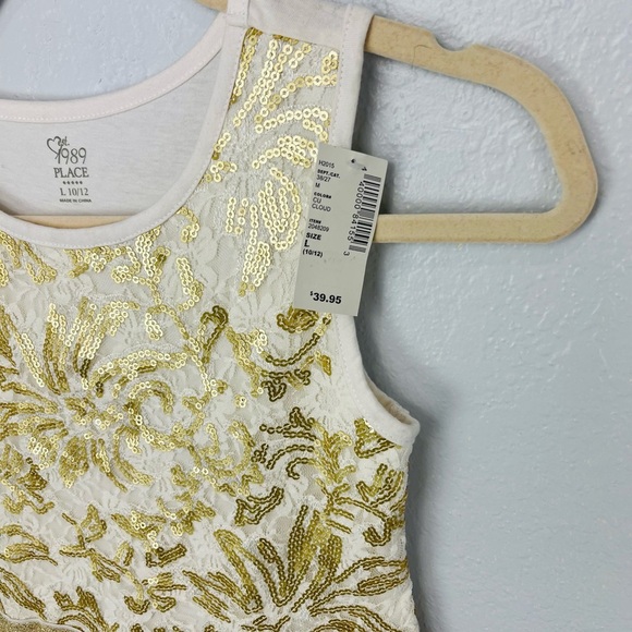 NWT Toddlers Tulle Sparkle Sequins Gold White Princess Dress - Picture 3 of 5